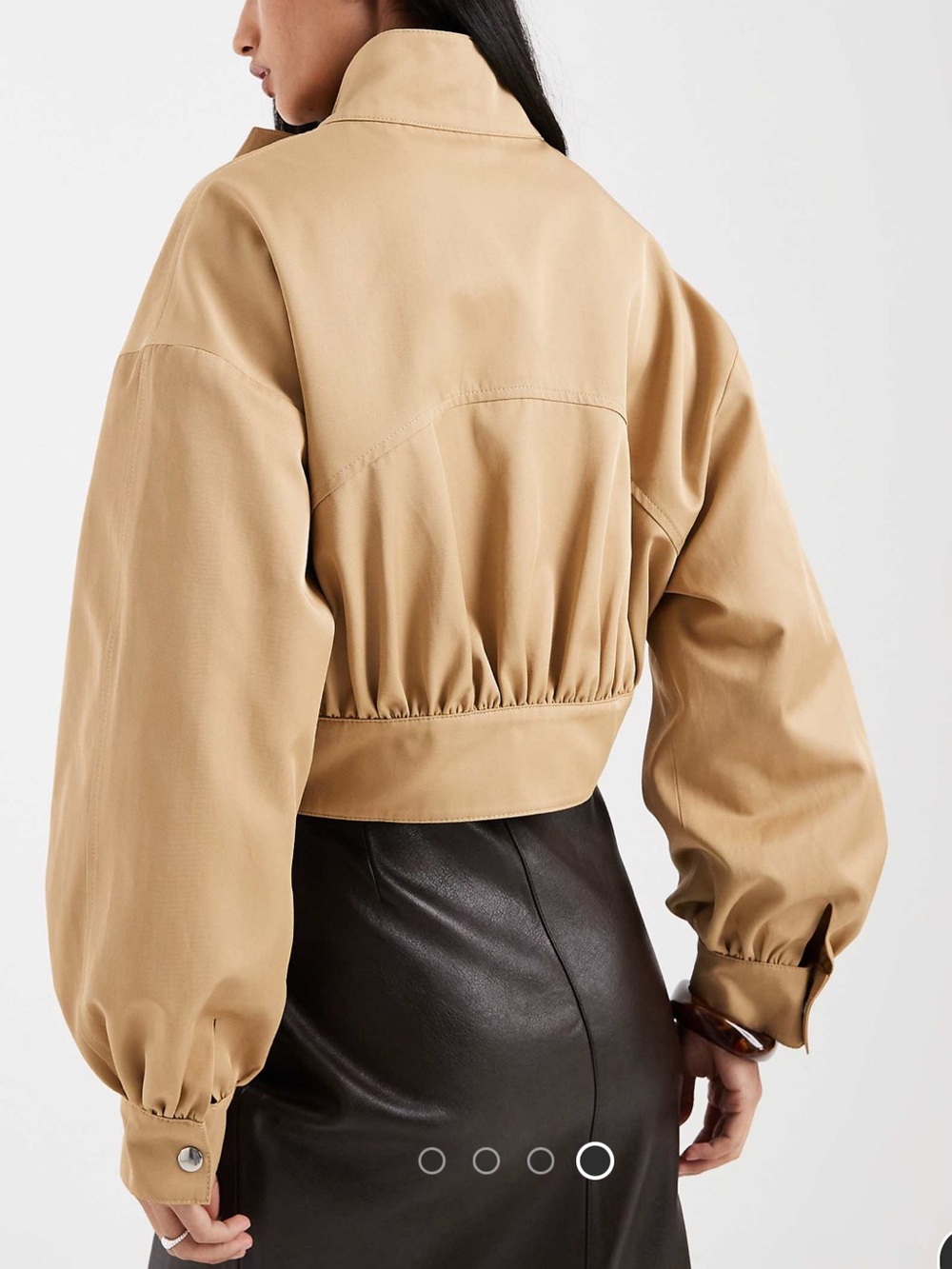ASOS Cropped Buckle Trench Jacket in Tan - Picture 3 of 4